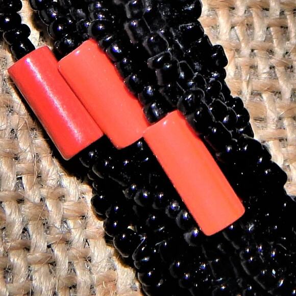 BoHo Bold Red & Brass Beaded Necklace - Picture 10 of 14